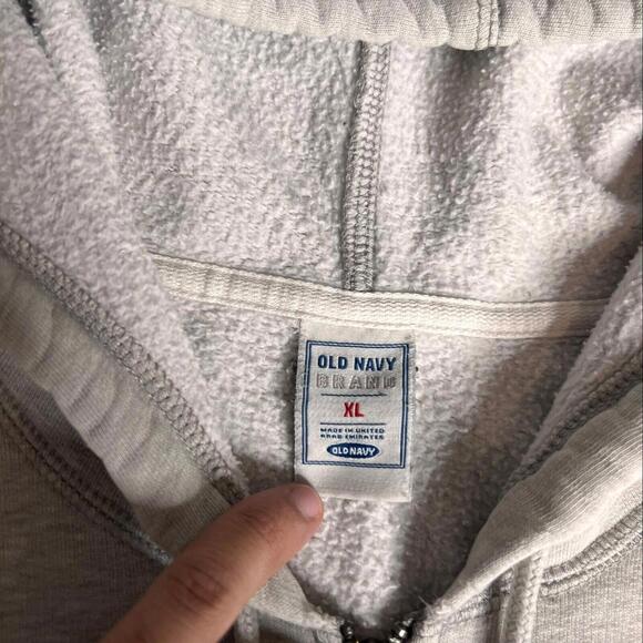Y2k Old Navy Logo Full Zip Hoodie Gray‎ Hooded Sweatshirt Spell Out Size XL - Picture 3 of 10